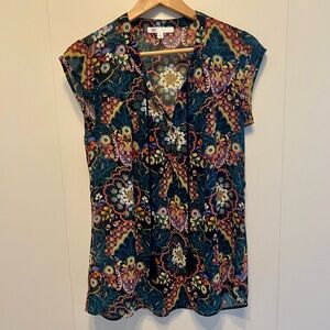 DR2 Blue Ruffled Cap Sleeve Blouse